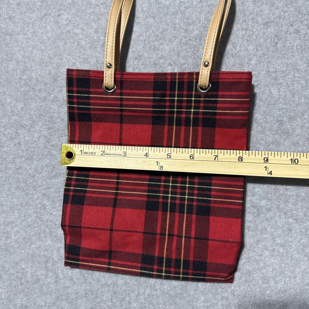 Vintage Y2K Red Tartan Plaid Tote Bag GUC 2044